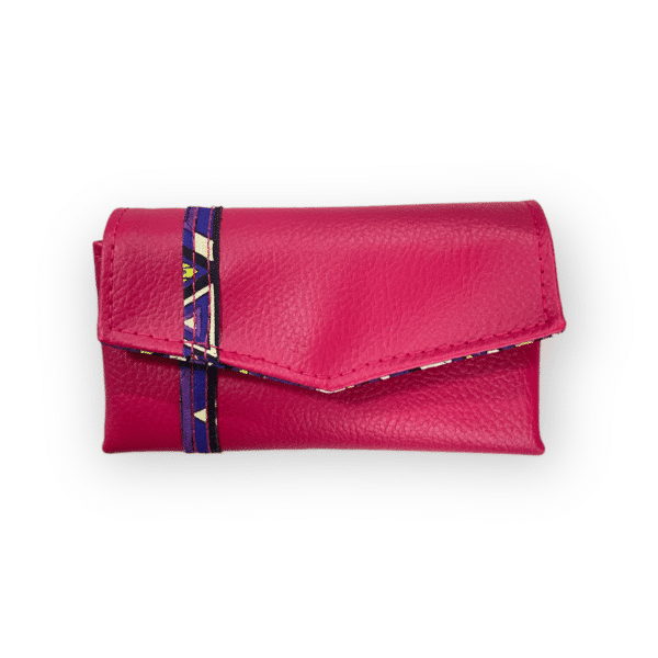 porte monnaie fuchsia géométrique